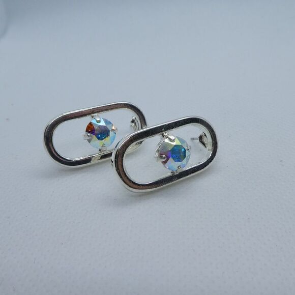 Handcrafted earrings with AB Swarovski crystal - Picture 6 of 7
